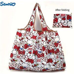 Hello Kitty Red Bow Foldable Shopping Tote – Waterproof & Reusable